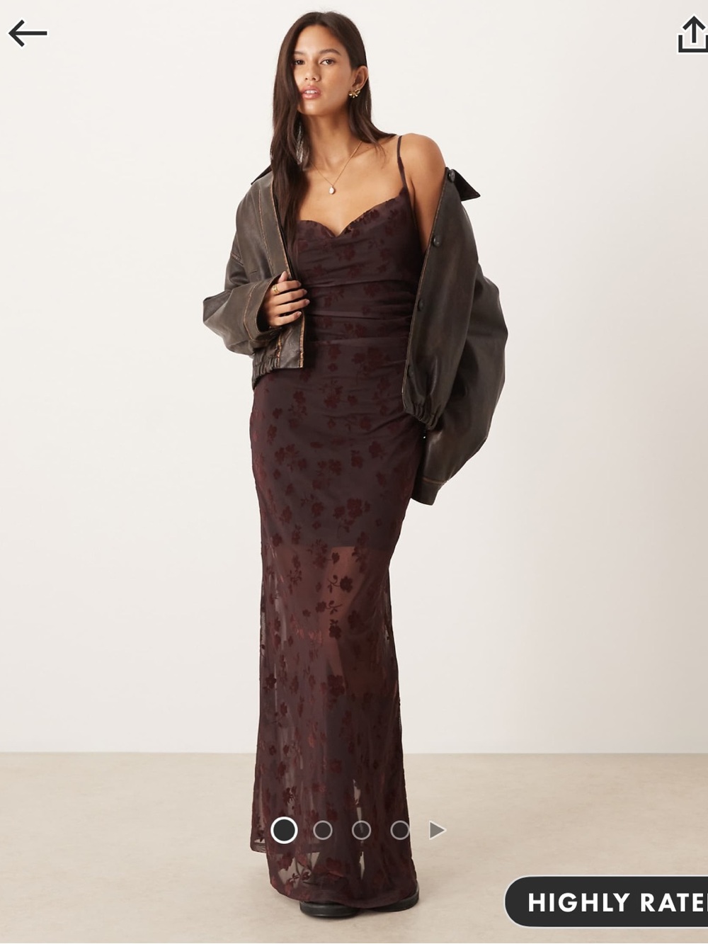 ASOS Sheer Floral Maxi Dress - Deep Wine